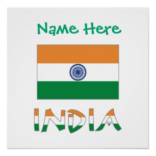 Póster Nombre personalizado de la bandera de la India