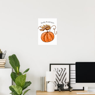 Póster Nombre personalizado de la calabaza de otoño
