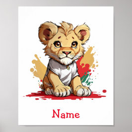 Póster Nombre personalizado de león para bebé pequeño