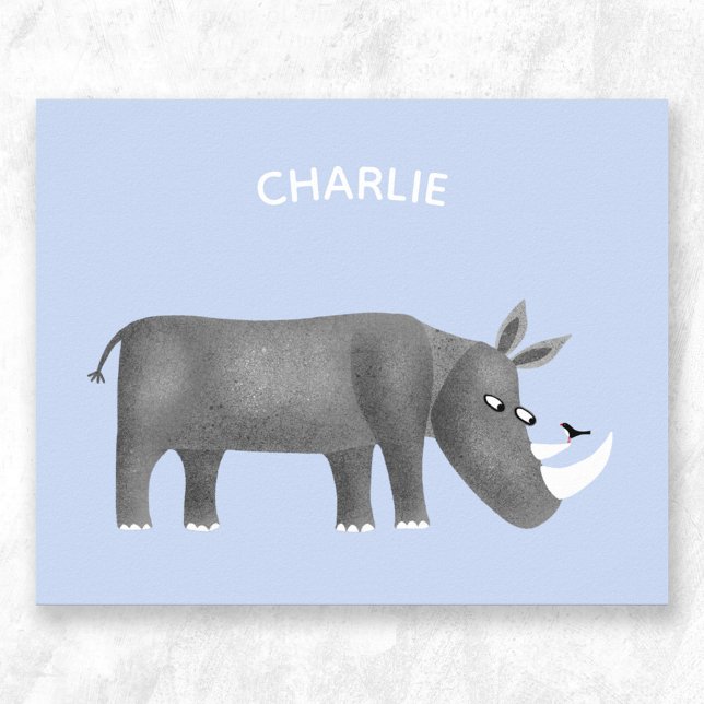 Póster Nombre personalizado de rinoceronte rinoceronte an (Rhino personalized name poster)