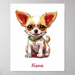 Póster Nombre personalizado del bebé chihuahua