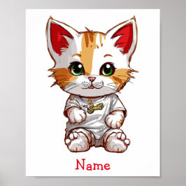 Póster Nombre personalizado del gato del bebé