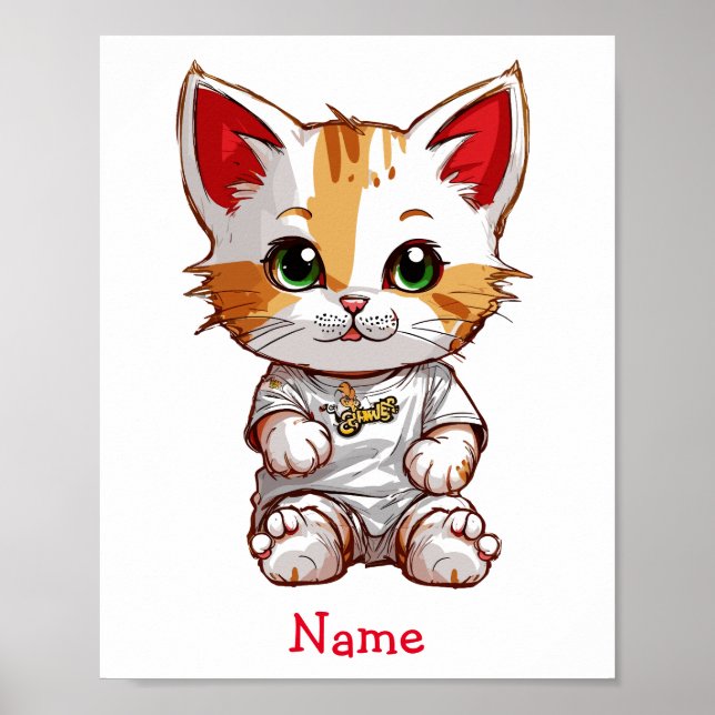 Póster Nombre personalizado del gato del bebé (Frente)