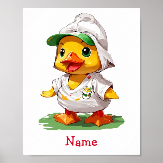 Póster Nombre personalizado del pato del bebé (Frente)