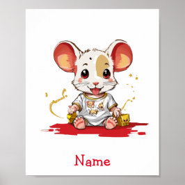 Póster Nombre personalizado del ratón del bebé