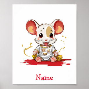 Póster Nombre personalizado del ratón del bebé