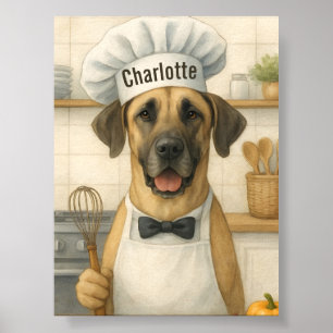 Póster Nombre Personalizado Divertido Chef Gran Danés Per
