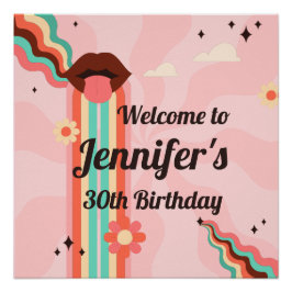 Póster Nombre personalizado, fiesta de cumpleaños de Funk