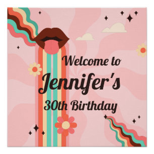 Póster Nombre personalizado, fiesta de cumpleaños de Funk