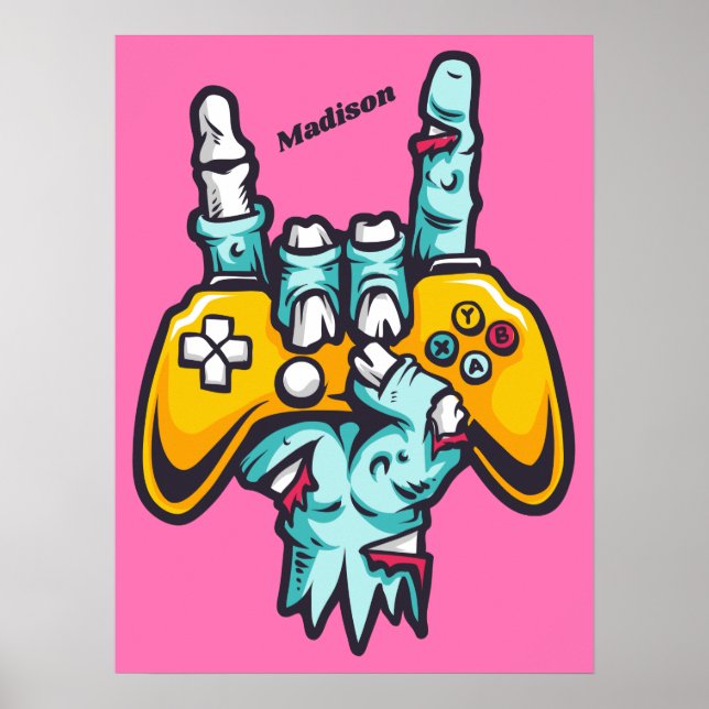 Póster Nombre personalizado Gamer Zombie Poster (Frente)