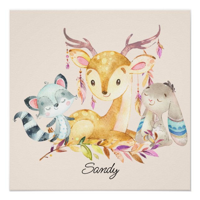 Póster Nombre personalizado género neutro para animales d (Anverso)