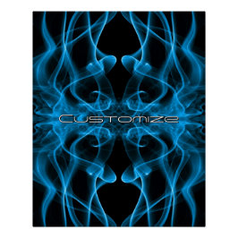 Póster Nombre personalizado humo azul simétrico negro