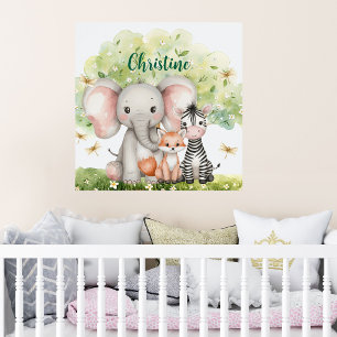 Póster Nombre personalizado Jungle Animals Dragonfly