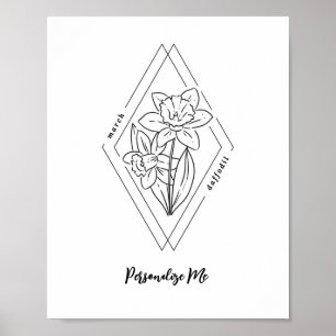 Póster Nombre personalizado Marzo Flor de nacimiento de D