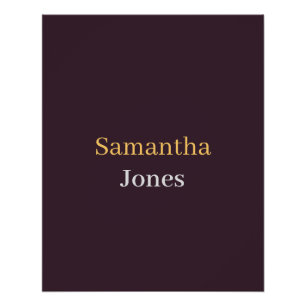Póster Nombre personalizado minimalista moderno burdeos