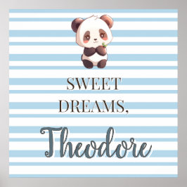 Póster Nombre personalizado Oso Panda Guardería