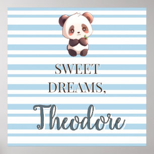 Póster Nombre personalizado Oso Panda Guardería