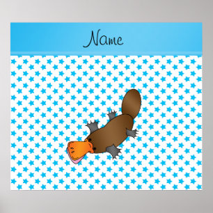 Póster Nombre personalizado platypus estrellas azules bla