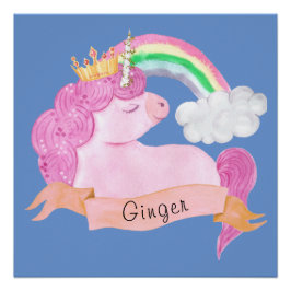 Póster Nombre personalizado 🌈 Rainbow Unicorn