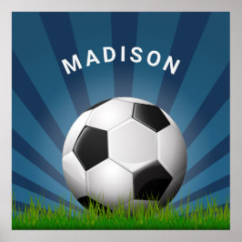 Póster Nombre personalizado Retro Soccer Ball poster