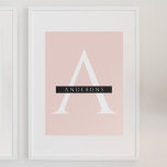Póster Nombre personalizado rosa pastel minimalista<br><div class="desc">Nombre personalizado rosa pastel minimalista</div>