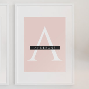 Póster Nombre personalizado rosa pastel minimalista