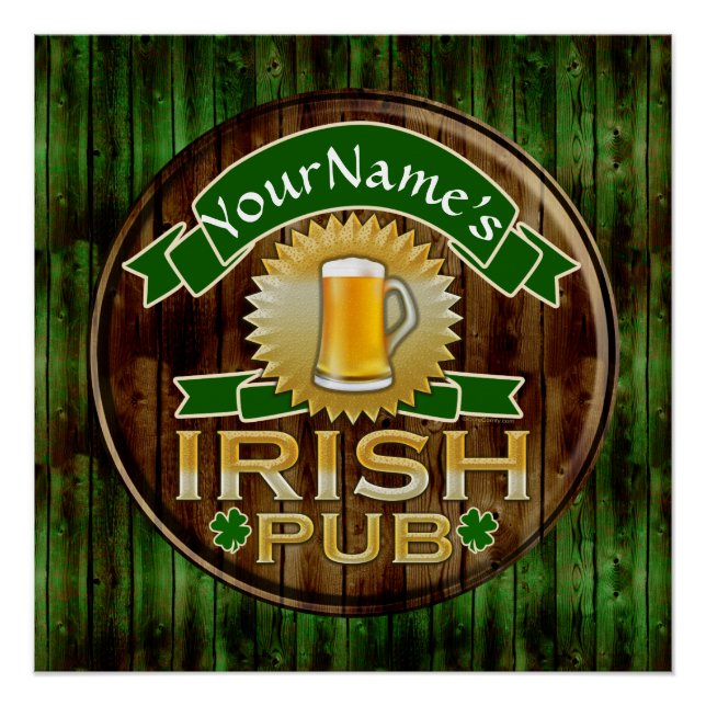Póster Nombre personalizado: Rótulo de pub irlandés St. P (Anverso)