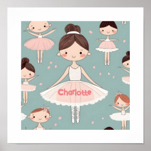 Póster Nombre personalizado Texto feliz Ballerina Poster