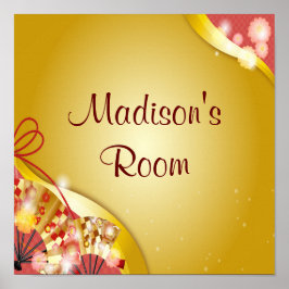 Póster Nombre Personalizado Texto Floral Oro Rosa Resumen