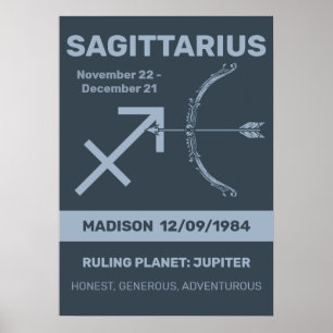 Póster Nombre personalizado / Texto Rótulo zodiaco Sagitt