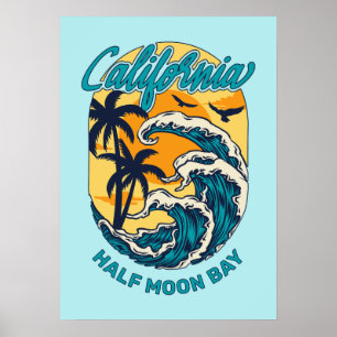 Póster Nombre personalizado / Texto Surfing de California