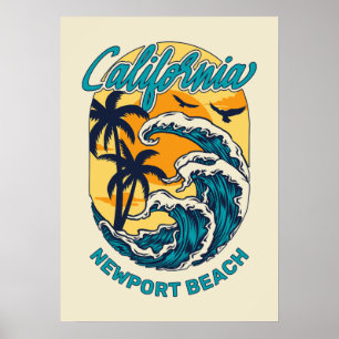 Póster Nombre personalizado / Texto Surfing de California