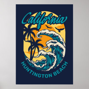 Póster Nombre personalizado / Texto Surfing de California