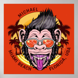 Póster Nombre personalizado, texto y color poster de mono