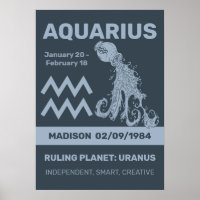 Nombre personalizado / Texto Zodiac Rótulo Acuario