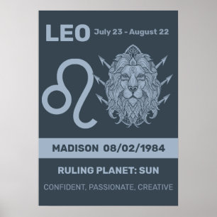 Póster Nombre personalizado / Texto Zodiac Rótulo Leo