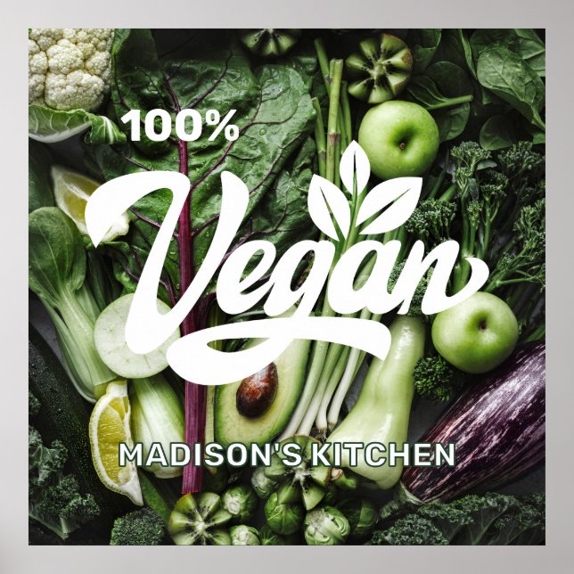 Póster Nombre personalizado Vegan (Frente)