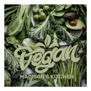 Póster Nombre personalizado Vegan
