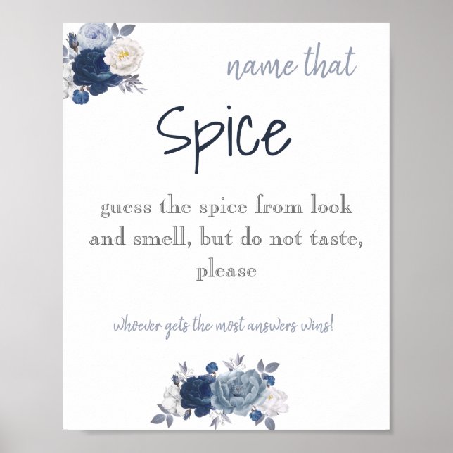 Póster Nombre que Spice Bridal Shower Game Poster (Frente)
