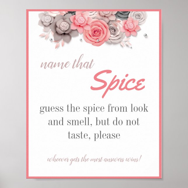 Póster Nombre que Spice Bridal Shower Game Poster (Frente)
