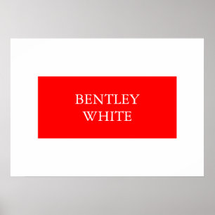 Póster Nombre sencillo elegante rojo blanco de moda
