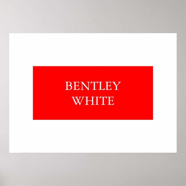 Póster Nombre sencillo elegante rojo blanco de moda (Frente)