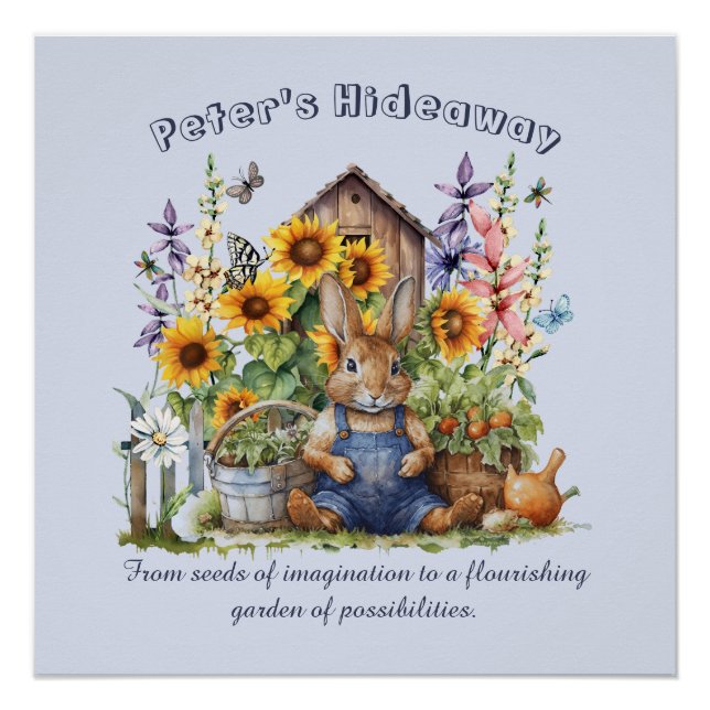 Póster Nombre Texto Decir Jardín de flores Girasoles Cone (Anverso)