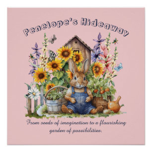 Póster Nombre Texto Decir Jardín de Flores Girasoles Cone