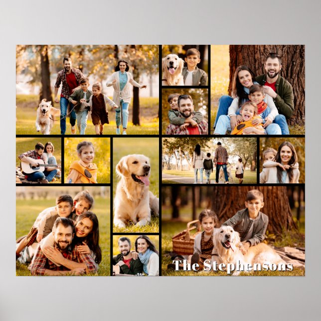 Póster Nombre único de Collage de fotos 12 simple (Frente)