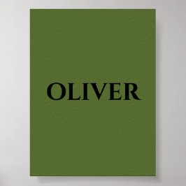 Póster Nombre verde oliva y negro Minimalista