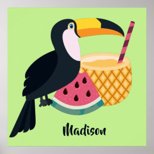 Póster Nombre y color personalizados Ilustracion Toucan