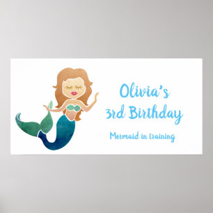Póster Nombre y cumpleaños personalizados de la sirena de