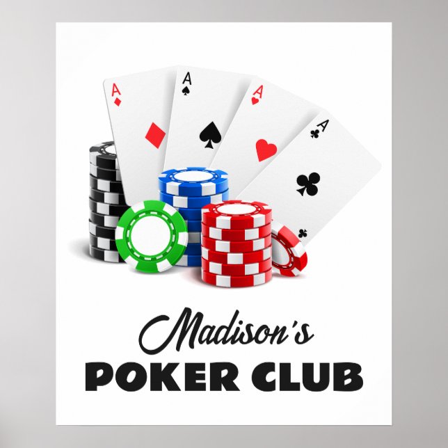 Póster Nombre y texto personalizados de Póquer / Casino (Frente)