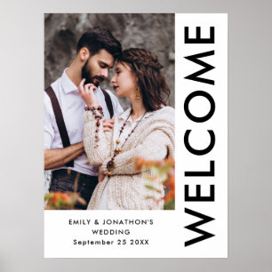 Póster Nombres de bienvenida de foto contemporánea Boda